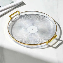 Bandeja de Armazenamento de Luxo com Alça Dourada
