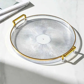 Bandeja de Armazenamento de Luxo com Alça Dourada