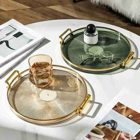 Bandeja de Armazenamento de Luxo com Alça Dourada