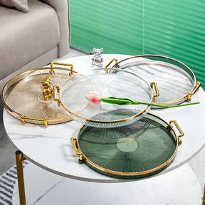 Bandeja de Armazenamento de Luxo com Alça Dourada