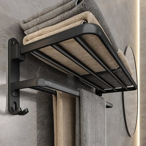 Suporte de Toalha para Montagem na Parede Preto fosco
